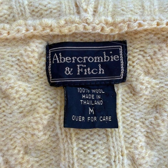 Abercrombie & Fitch Yellow Zip-Up Cable Wool Cardigan - Picture 4 of 8